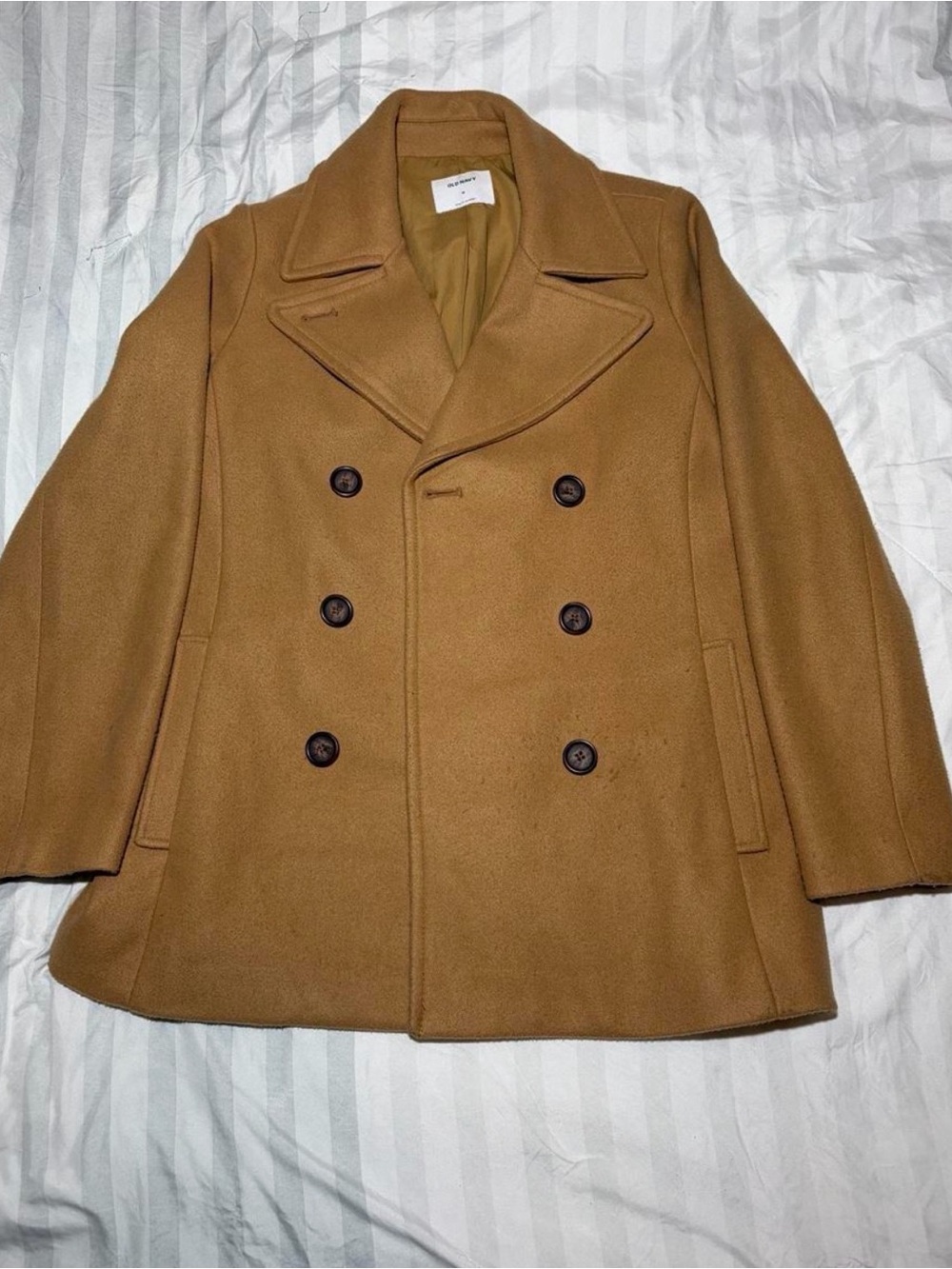 Old Navy Men's Double-Breasted Pea Coat in Camel Brown